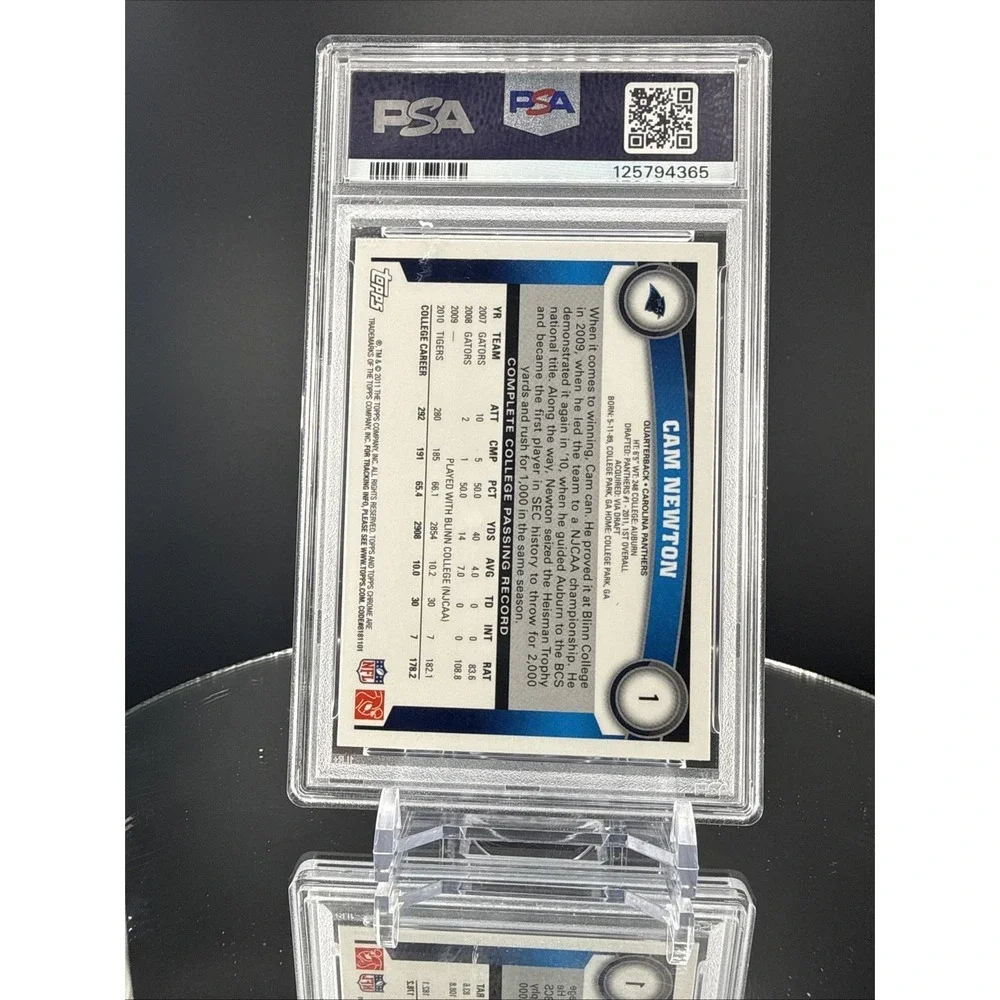 2011 Topps Chrome #1 Cam Newton ROOKIE RC PSA 8 Graded Football Card NFL